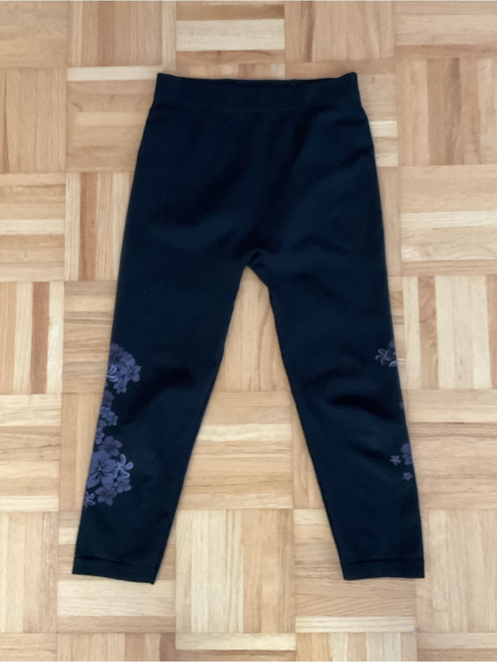 Black Floral Print Leggings - XSP